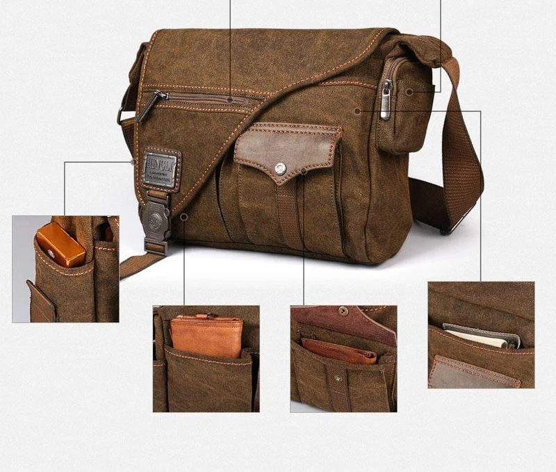 Herren Canvas Taschen Neue Multifunktions Crossbody Tasche Retro Handtaschen Reisen Schulter Messenger Bags Freizeit Paket