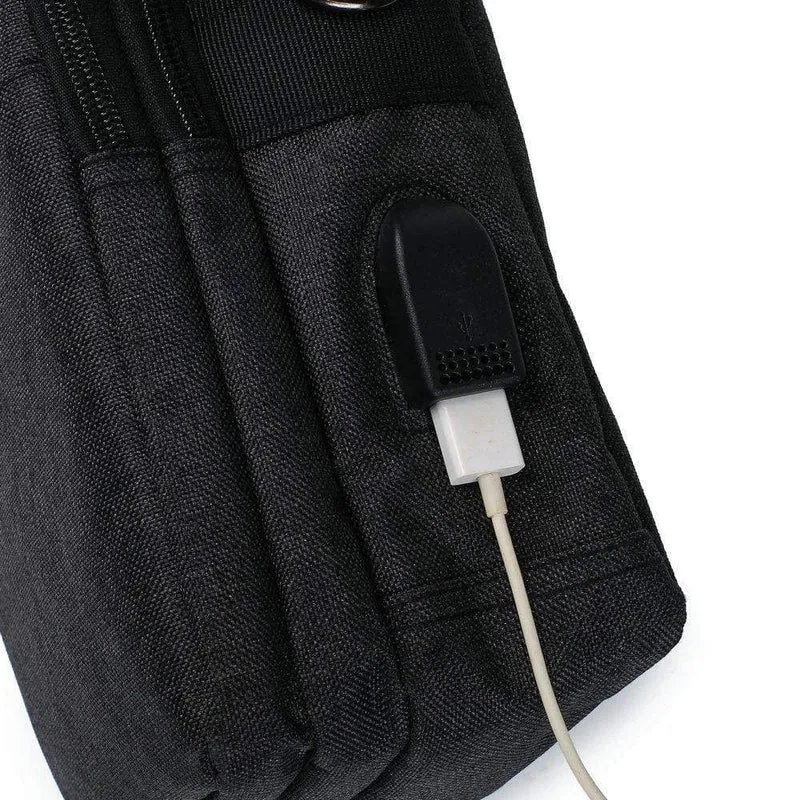 Herrentasche USB Lade Schulter Umhängetaschen Wasserabweisende Oxford Reisetaschen Reißverschluss Gürteltasche Männlich #1042