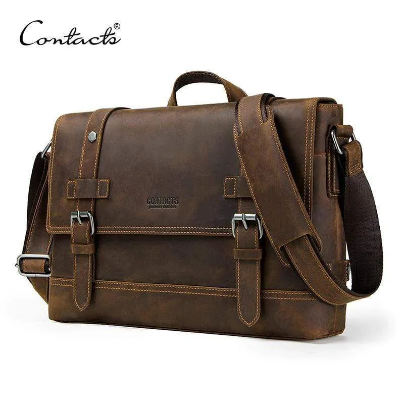 Leder Herrentasche Vintage Mann Umhängetaschen für Laptop Messenger Bags männlich Bolsa Crossbody Handtasche