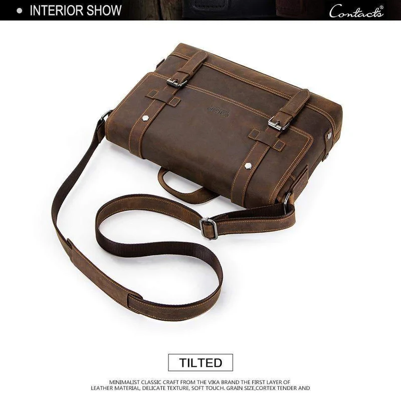 Leder Herrentasche Vintage Mann Umhängetaschen für Laptop Messenger Bags männlich Bolsa Crossbody Handtasche