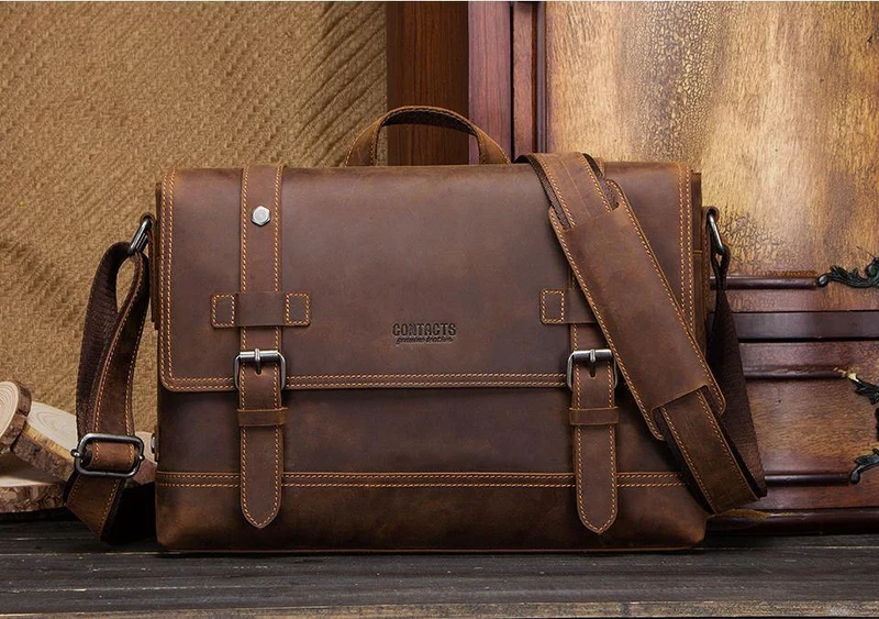 Leder Herrentasche Vintage Mann Umhängetaschen für Laptop Messenger Bags männlich Bolsa Crossbody Handtasche