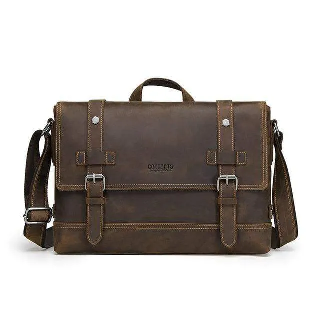 Leder Herrentasche Vintage Mann Umhängetaschen für Laptop Messenger Bags männlich Bolsa Crossbody Handtasche