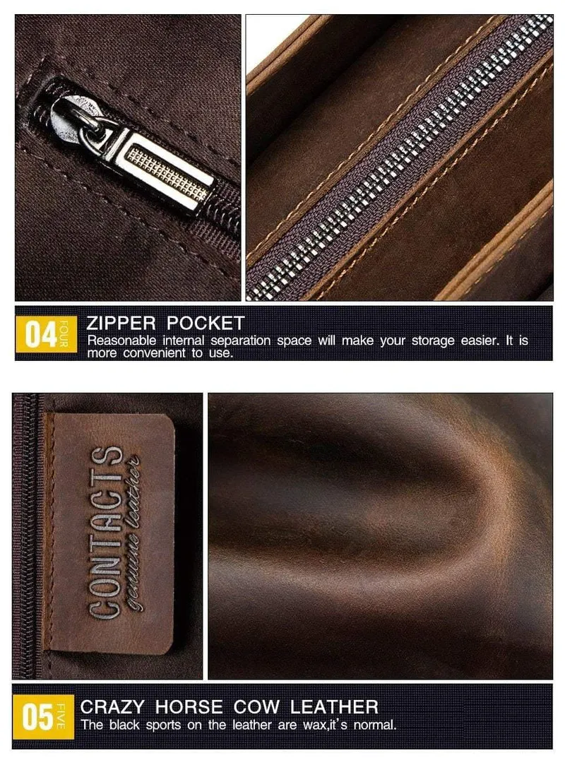 Leder Herrentasche Vintage Mann Umhängetaschen für Laptop Messenger Bags männlich Bolsa Crossbody Handtasche