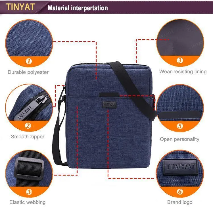 Canvas-Umhängetasche für Herren für 7.9-Zoll-iPad, lässige Umhängetasche, wasserdichte Umhängetasche für Herren, 0.13 kg