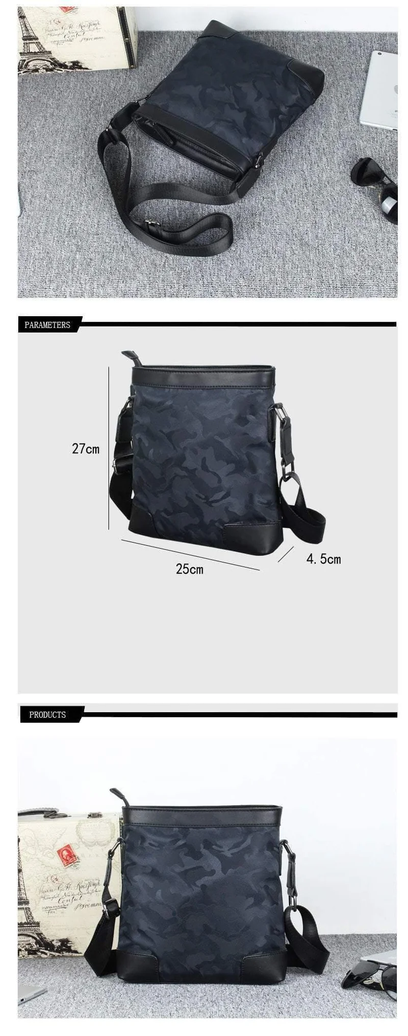 Camouflag Men Bag Fashion Men Umhängetasche Hochwertige Herren Vintage Crossbody Umhängetasche