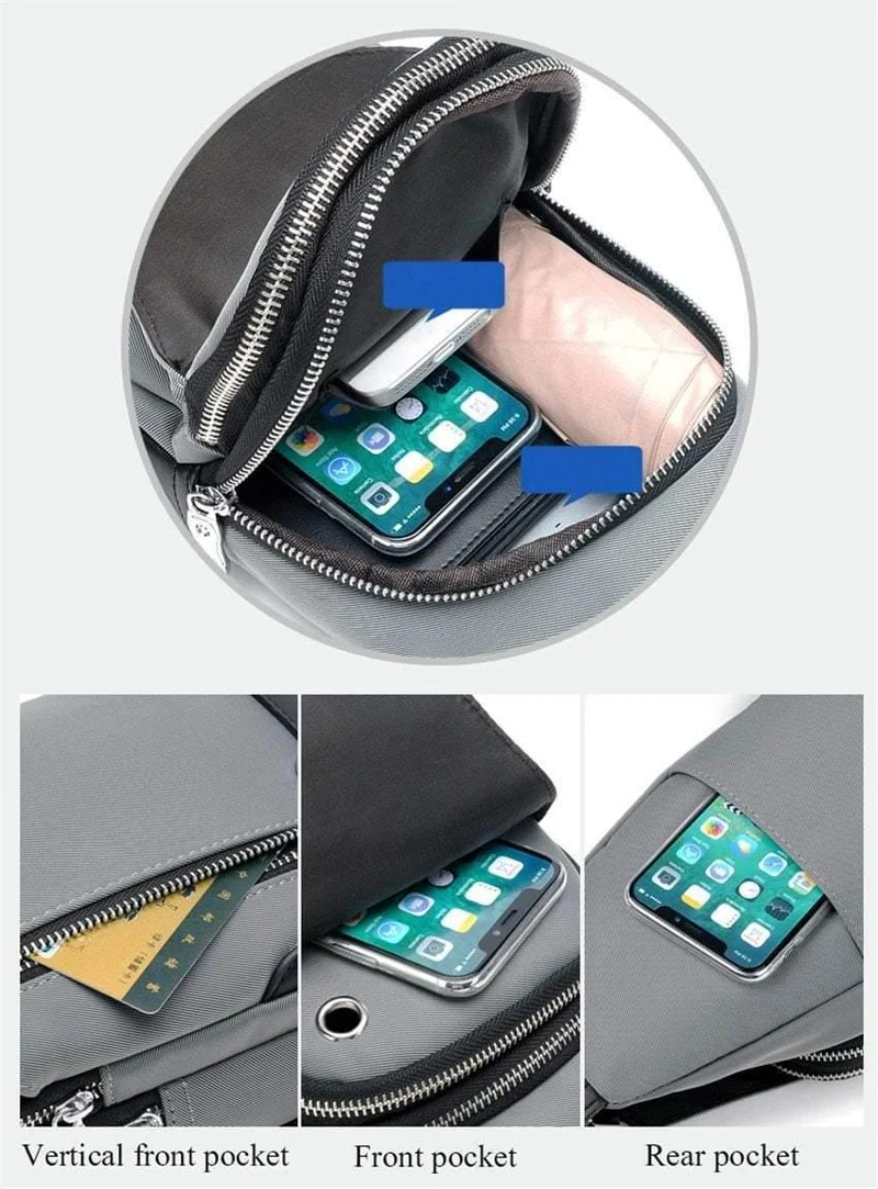 Umhängetaschen für Herren, Brusttasche, Unisex, USB-Aufladung, Anti-Diebstahl, Messenger-Tasche, Reise, wasserdichte Umhängetasche