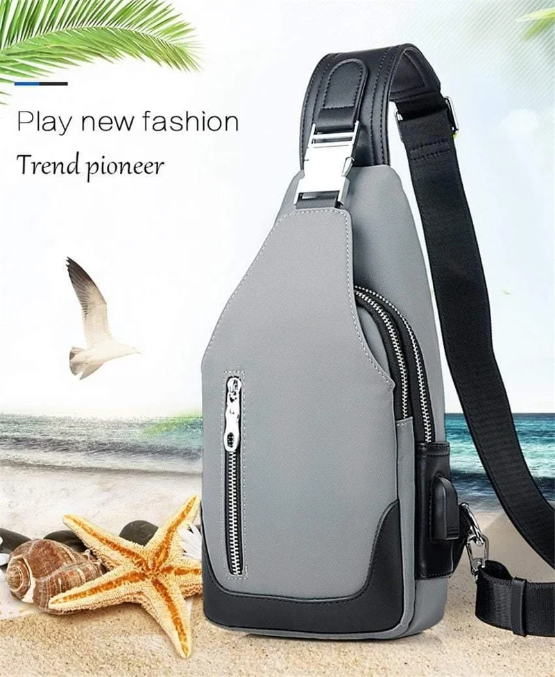Umhängetaschen für Herren, Brusttasche, Unisex, USB-Aufladung, Anti-Diebstahl, Messenger-Tasche, Reise, wasserdichte Umhängetasche