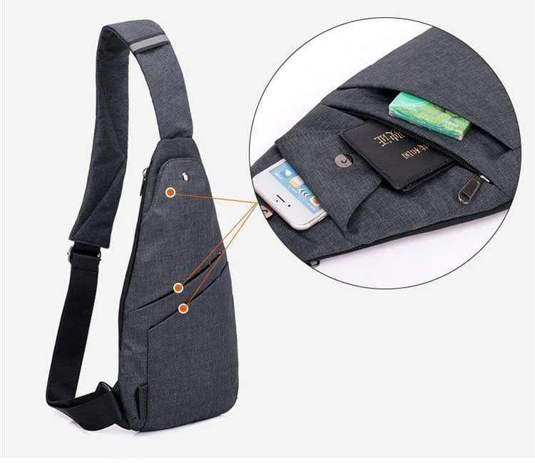 Diebstahlsicherung Herren Messenger Bags Multi-Pocket-Sling Umhängetaschen Casual Chest Pack Travel Crossbody-Taschen Männlich