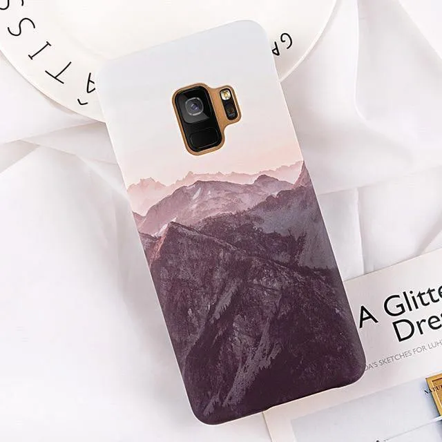 USLION Ultra Thin Phone Case For Samsung Galaxy S9 S8 Plus Note 9 Note 8 S7 Edge Mountain Peak Forest Hard PC Back Cover Cases