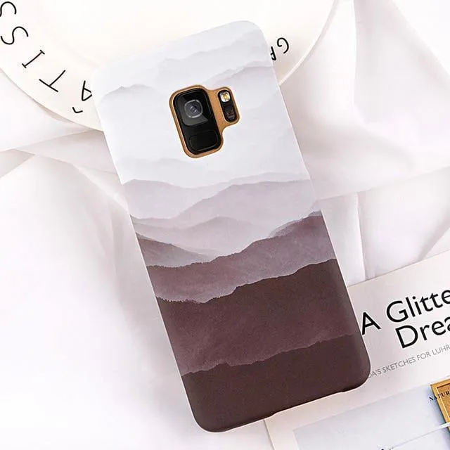 USLION Ultra Thin Phone Case For Samsung Galaxy S9 S8 Plus Note 9 Note 8 S7 Edge Mountain Peak Forest Hard PC Back Cover Cases
