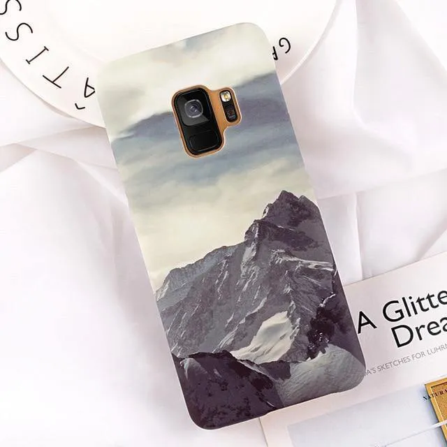 USLION Ultra Thin Phone Case For Samsung Galaxy S9 S8 Plus Note 9 Note 8 S7 Edge Mountain Peak Forest Hard PC Back Cover Cases