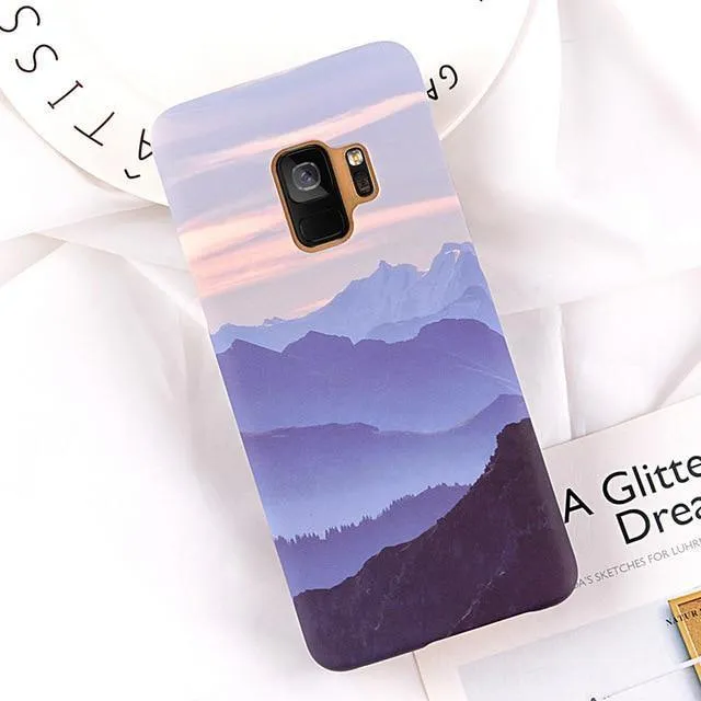 USLION Ultra Thin Phone Case For Samsung Galaxy S9 S8 Plus Note 9 Note 8 S7 Edge Mountain Peak Forest Hard PC Back Cover Cases