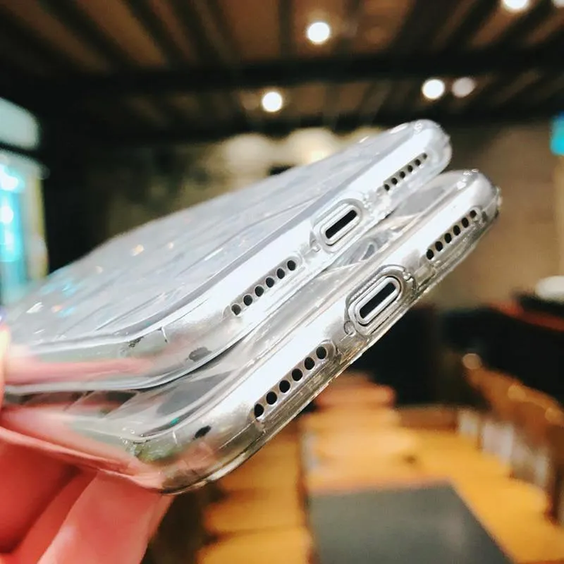 USLION Clear Diamond Pattern Case For iPhone XR XS MAX X 8 7 6 Plus Soft TPU Phone Cover For iPhone 7 6s Plus Transparent Cases