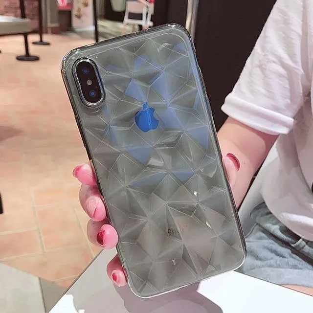 USLION Clear Diamond Pattern Case For iPhone XR XS MAX X 8 7 6 Plus Soft TPU Phone Cover For iPhone 7 6s Plus Transparent Cases