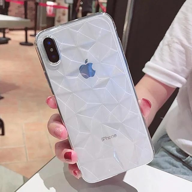 USLION Clear Diamond Pattern Case For iPhone XR XS MAX X 8 7 6 Plus Soft TPU Phone Cover For iPhone 7 6s Plus Transparent Cases