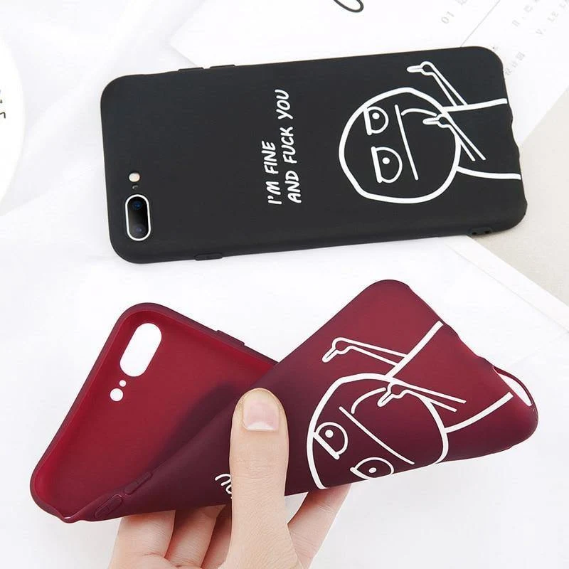 USLION Funny Letter Phone Case For iPhone 8 7 Plus X XS Max XR Middle Finger Emoji TPU Silicone Cover For iPhone 6 6s Plus Cases