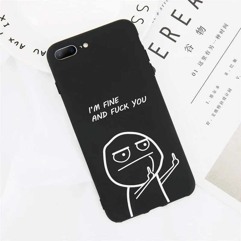 USLION Funny Letter Phone Case For iPhone 8 7 Plus X XS Max XR Middle Finger Emoji TPU Silicone Cover For iPhone 6 6s Plus Cases