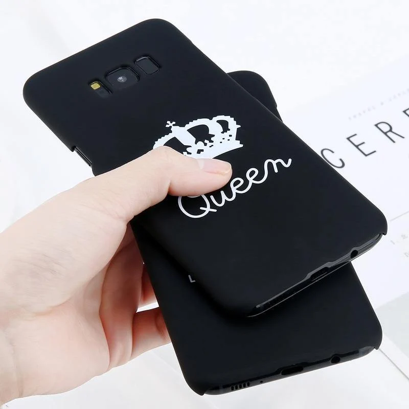 USLION Matte Hard PC Case For Samsung Galaxy S7 Edge S8 S9 Plus KING Queen Crown Letter Cover Phone Cases For Samsung Note 8