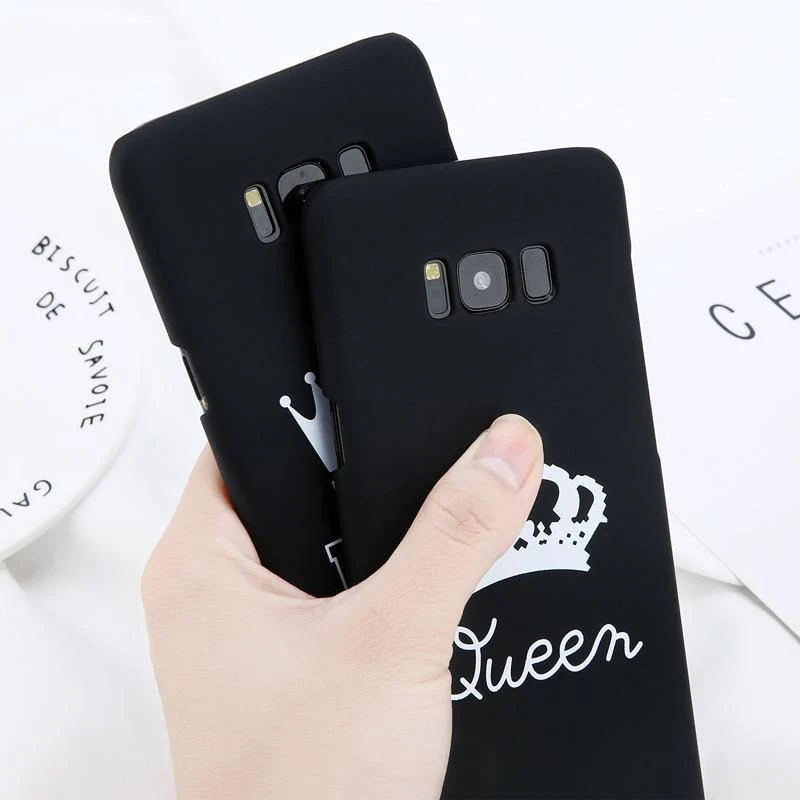USLION Matte Hard PC Case For Samsung Galaxy S7 Edge S8 S9 Plus KING Queen Crown Letter Cover Phone Cases For Samsung Note 8