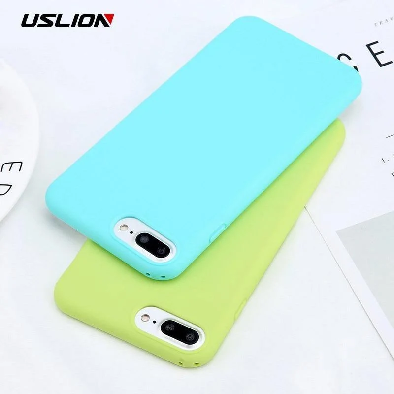 USLION Candy Color Plain Phone Case For iPhone X 8 7 6 6S Plus Soft TPU Silicon Full Back Cover For iPhone XS Max XR Cases Capa