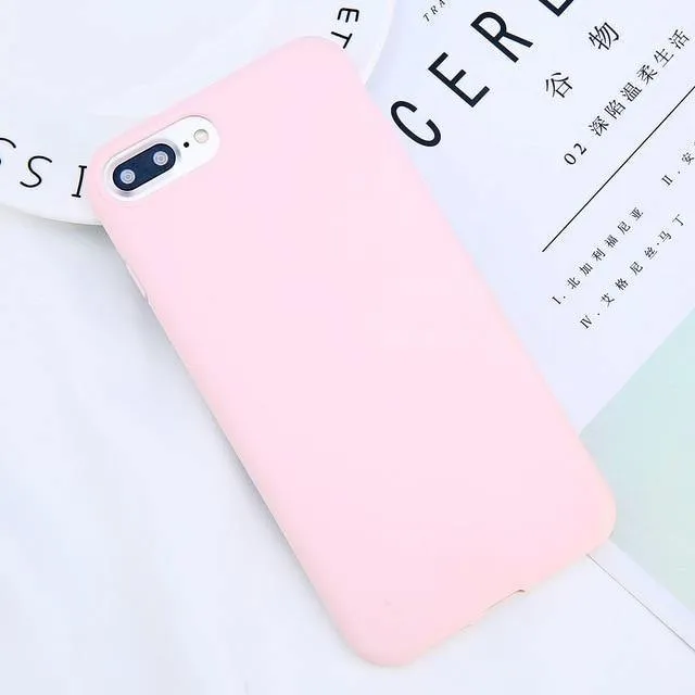 USLION Candy Color Plain Phone Case For iPhone X 8 7 6 6S Plus Soft TPU Silicon Full Back Cover For iPhone XS Max XR Cases Capa