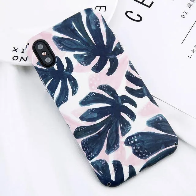 USLION Candy Color Leaf Case For iPhone XR XS MAX X Green Cactus Flower Phone Cases For iPhone 8 7 6 6S Plus Hard PC Full Cover