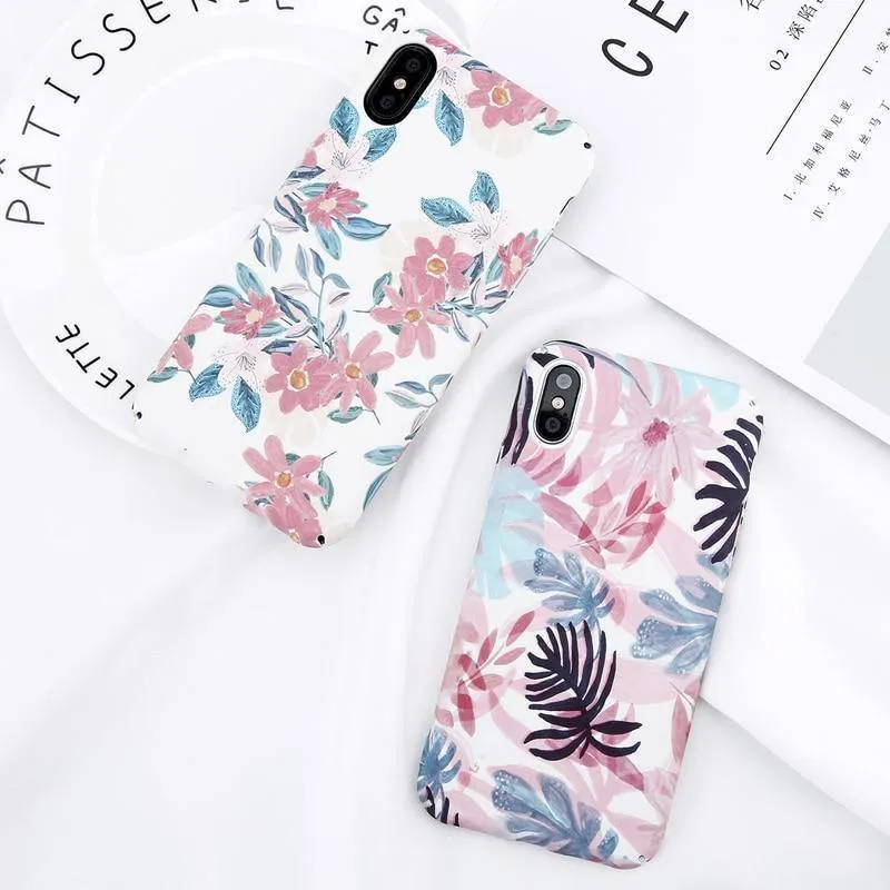 USLION Candy Color Leaf Case For iPhone XR XS MAX X Green Cactus Flower Phone Cases For iPhone 8 7 6 6S Plus Hard PC Full Cover