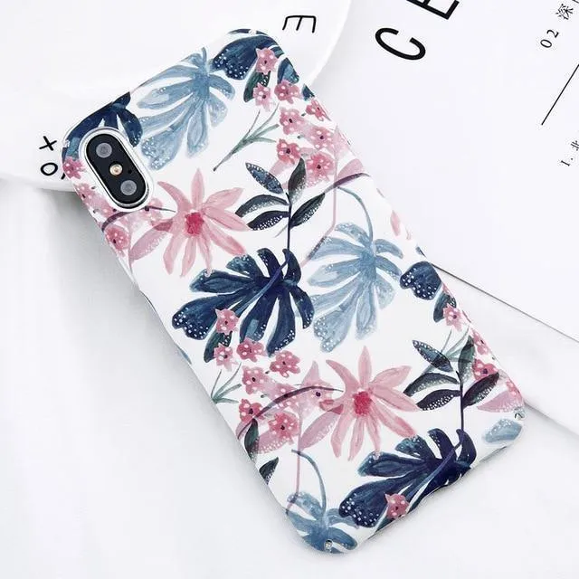 USLION Candy Color Leaf Case For iPhone XR XS MAX X Green Cactus Flower Phone Cases For iPhone 8 7 6 6S Plus Hard PC Full Cover