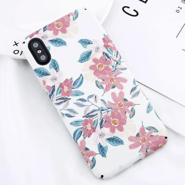 USLION Candy Color Leaf Case For iPhone XR XS MAX X Green Cactus Flower Phone Cases For iPhone 8 7 6 6S Plus Hard PC Full Cover