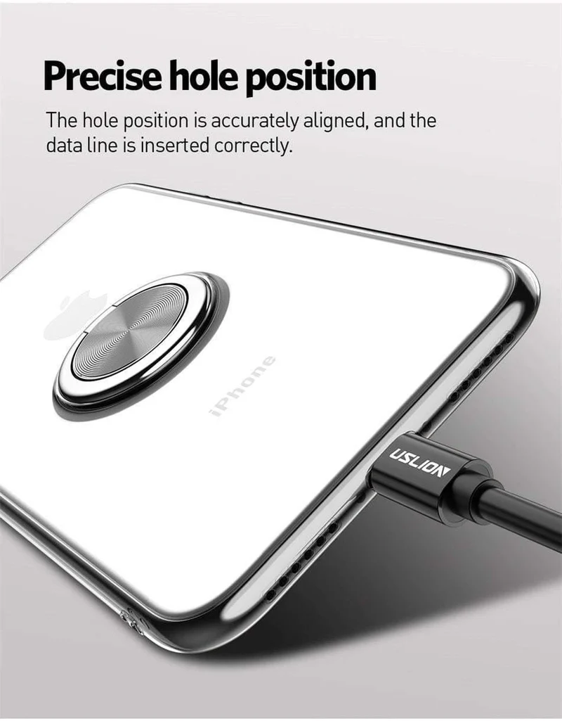 USLION Clear Case For iPhone 7 8 Plus XR XS Max X Hide Ring Stand Holder Transparent Phone Cases for iPhone 6 6s Plus Soft Cover