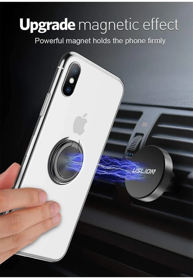 USLION Clear Case For iPhone 7 8 Plus XR XS Max X Hide Ring Stand Holder Transparent Phone Cases for iPhone 6 6s Plus Soft Cover