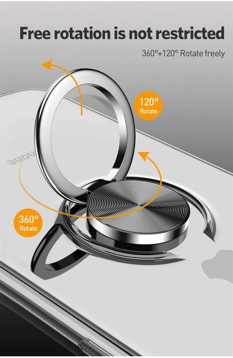 USLION Clear Case For iPhone 7 8 Plus XR XS Max X Hide Ring Stand Holder Transparent Phone Cases for iPhone 6 6s Plus Soft Cover