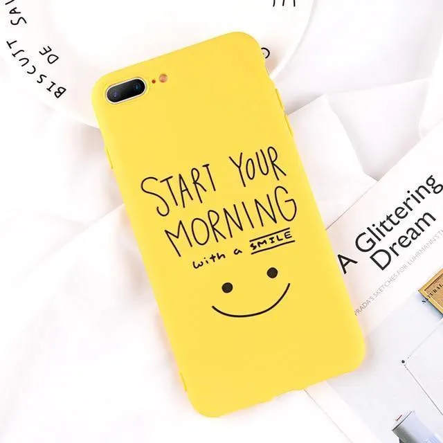 USLION Phone Case For iPhone 7 Plus Funny Letter Cases For iPhone XR XS Max X 8 7 6 6S Plus Cartoon Smile Emoji Soft TPU Cover