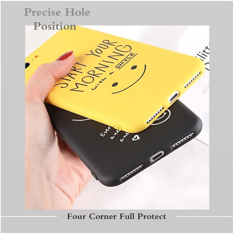 USLION Phone Case For iPhone 7 Plus Funny Letter Cases For iPhone XR XS Max X 8 7 6 6S Plus Cartoon Smile Emoji Soft TPU Cover
