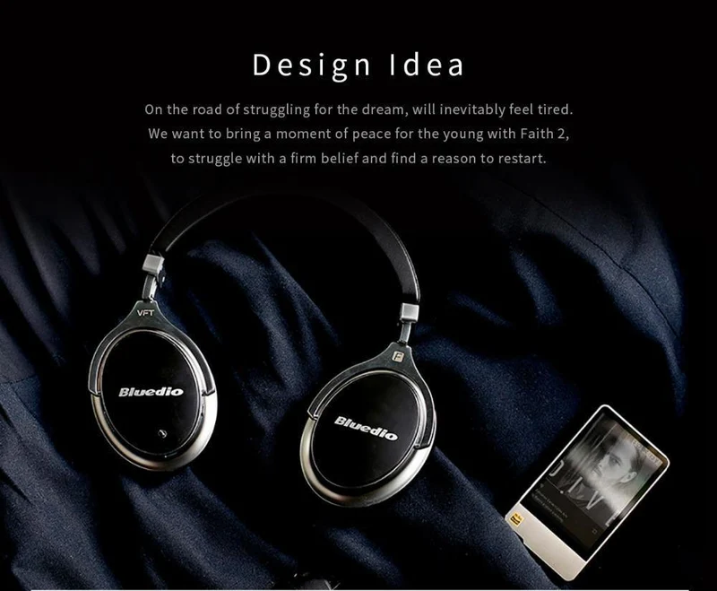 Bluedio F2 Active Noise Cancelling Kabellose Bluetooth-Kopfhörer, kabelloses Headset mit Mikrofon für Telefone