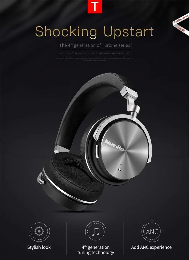Bluedio T4 Active Noise Cancelling Kabellose Bluetooth-Kopfhörer, kabelloses Headset mit Mikrofon für Musik