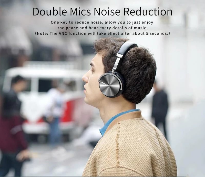 Bluedio T4 Active Noise Cancelling Kabellose Bluetooth-Kopfhörer, kabelloses Headset mit Mikrofon für Musik