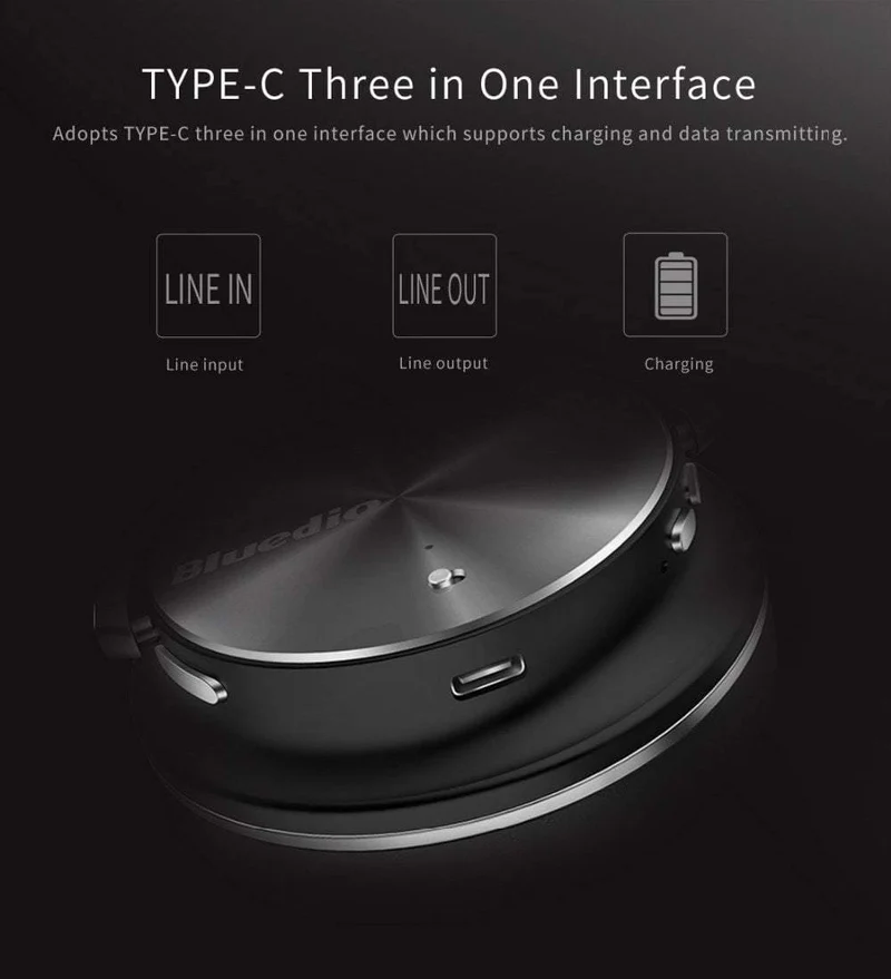Bluedio T4 Active Noise Cancelling Kabellose Bluetooth-Kopfhörer, kabelloses Headset mit Mikrofon für Musik