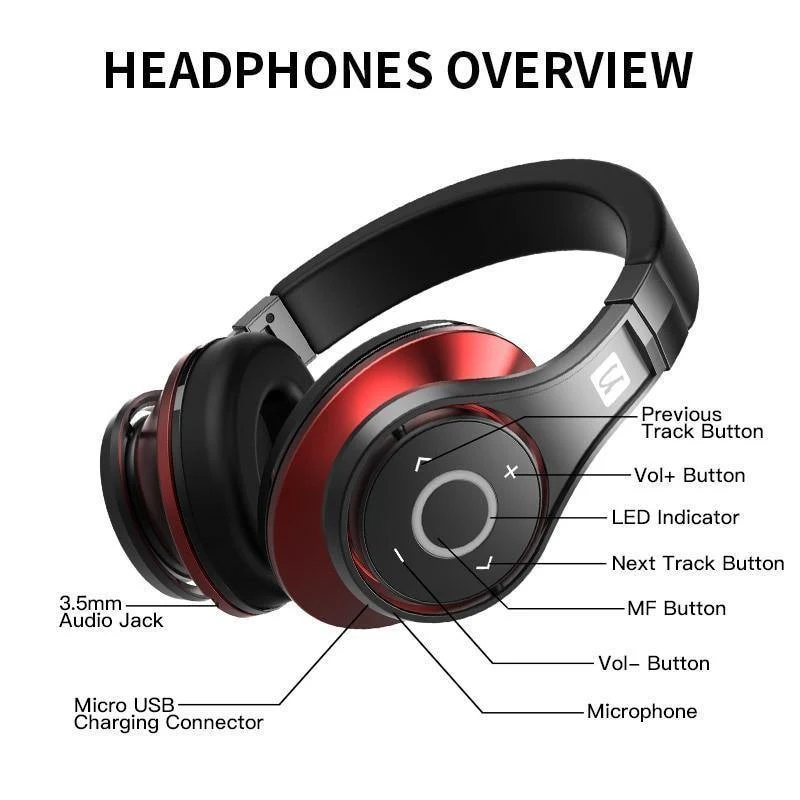 Bluedio U(UFO)High-End-Bluetooth-Kopfhörer, patentierte 8 Treiber/3D-Sound/Aluminiumlegierung/HiFi-Over-Ear-Funkkopfhörer