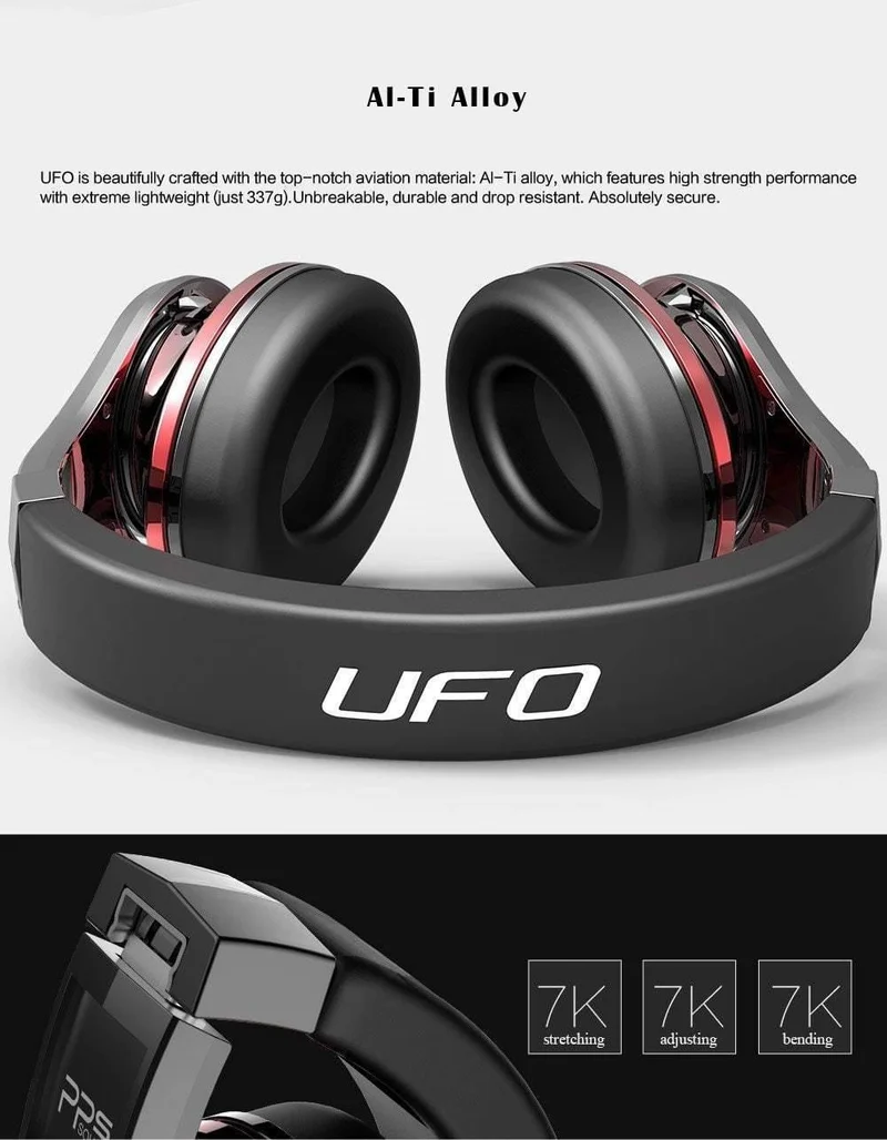 Bluedio U(UFO)High-End-Bluetooth-Kopfhörer, patentierte 8 Treiber/3D-Sound/Aluminiumlegierung/HiFi-Over-Ear-Funkkopfhörer