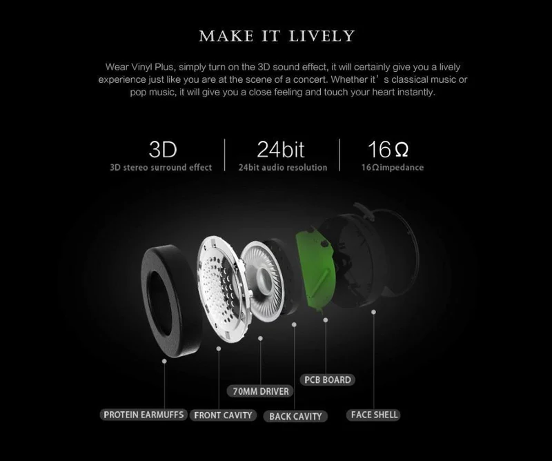 Bluedio Vinyl Plus Light Extravaganter kabelloser Bluetooth-Kopfhörer / Headset für Musik