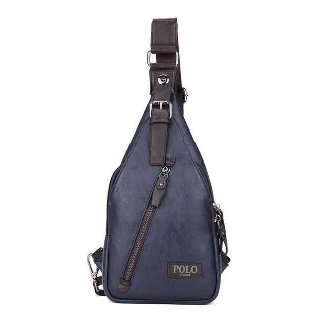 Neue Ankunft Magnetische Haspe Öffnen Männer Leder Brust Tasche Berühmte Marke Männer Reise Sling Umhängetasche Casual Umhängetasche