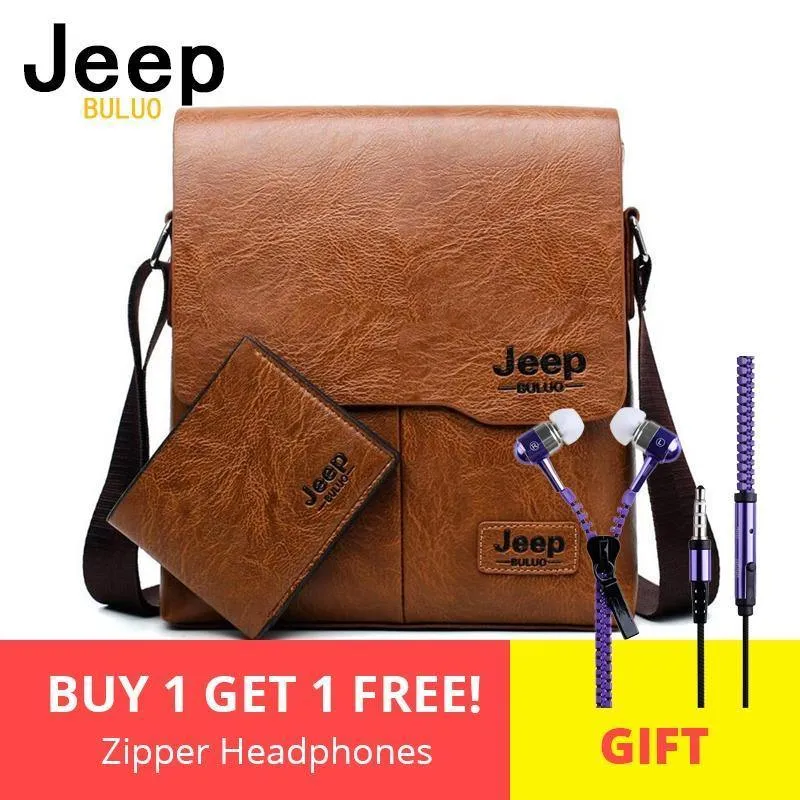 Taschen Set JEEP BULUO Berühmte Marke Neue Mode Mann Leder Umhängetasche Männlichen Cross Body Schulter Business Taschen Für Männer