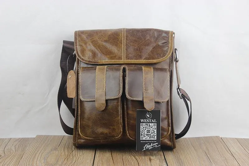 Echtes Leder Tasche Herren Taschen Herren Messenger Bags männlich kleine Klappe Vintage Leder Schulter Crossbody Taschen für Mann 366