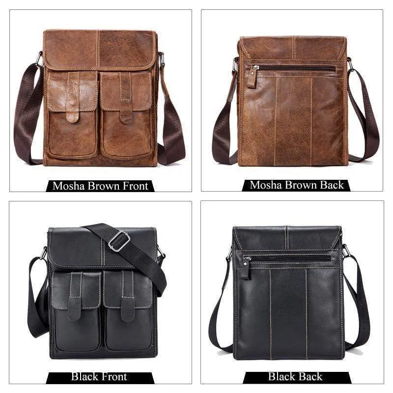 Echtes Leder Tasche Herren Taschen Herren Messenger Bags männlich kleine Klappe Vintage Leder Schulter Crossbody Taschen für Mann 366
