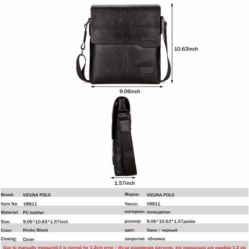 VICUNA POLO Vintage-Mode Herren Ledertasche Marke Casual Business Herrentasche Hochwertige Neue Herren Reise Umhängetasche Promotion