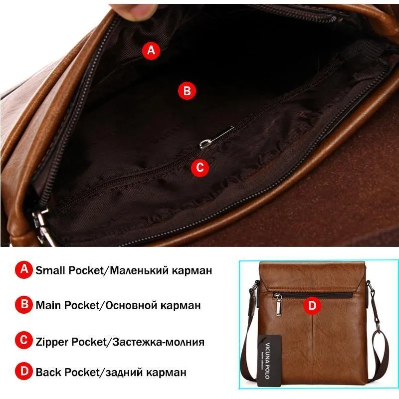 VICUNA POLO Vintage-Mode Herren Ledertasche Marke Casual Business Herrentasche Hochwertige Neue Herren Reise Umhängetasche Promotion
