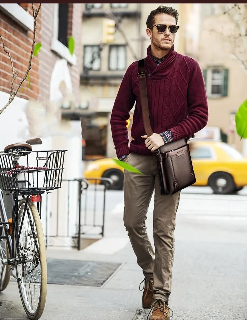 Herren Umhängetasche Kurier Handtasche große PU-Leder Umhängetasche Herren Handtaschen Hochleistungs-Freizeit Aktentasche