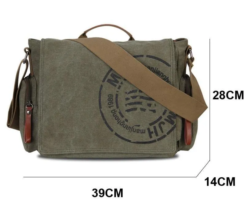 Vintage Herren Messenger Bag Mann Handtasche Canvas Schulter Briefträger Tasche Männer lässig Crossbody Printing Messenger Taschen