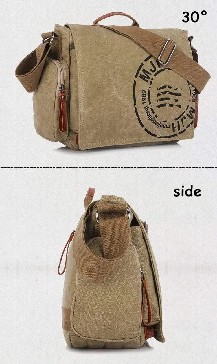 Vintage Herren Messenger Bag Mann Handtasche Canvas Schulter Briefträger Tasche Männer lässig Crossbody Printing Messenger Taschen